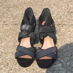 Black and silver heels